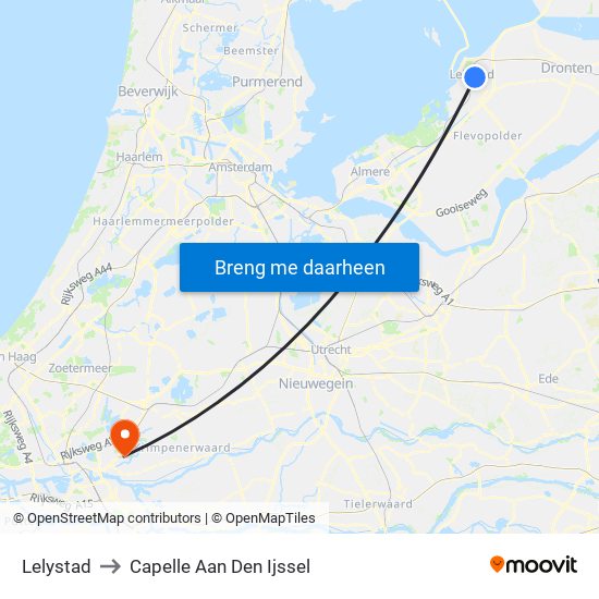 Lelystad to Capelle Aan Den Ijssel map