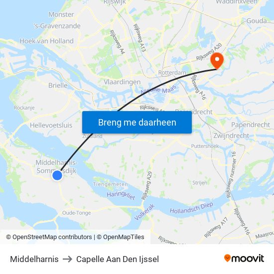 Middelharnis to Capelle Aan Den Ijssel map