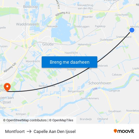 Montfoort to Capelle Aan Den Ijssel map