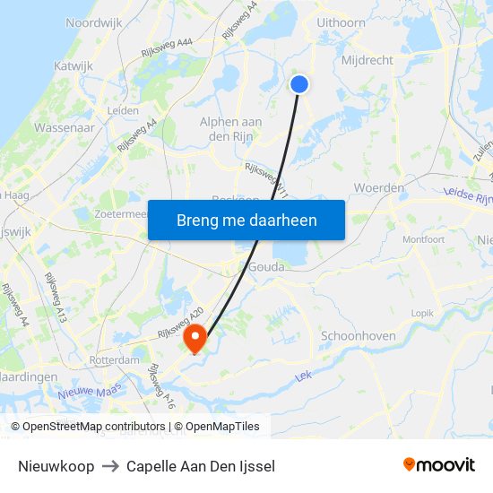 Nieuwkoop to Capelle Aan Den Ijssel map