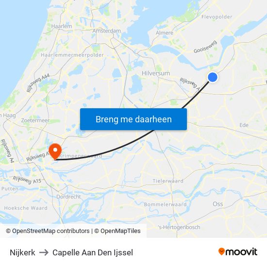 Nijkerk to Capelle Aan Den Ijssel map