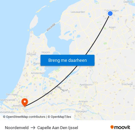 Noordenveld to Capelle Aan Den Ijssel map