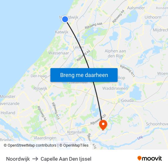 Noordwijk to Capelle Aan Den Ijssel map