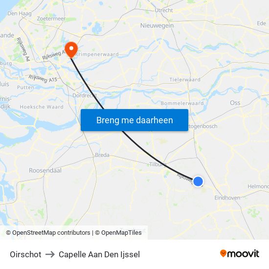 Oirschot to Capelle Aan Den Ijssel map