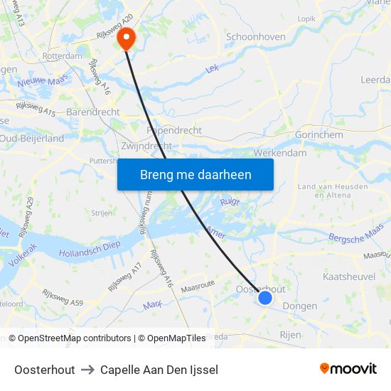 Oosterhout to Capelle Aan Den Ijssel map