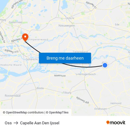 Oss to Capelle Aan Den Ijssel map