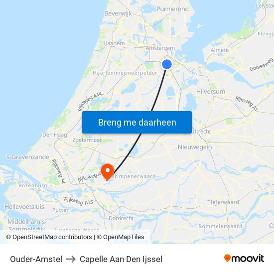 Ouder-Amstel to Capelle Aan Den Ijssel map