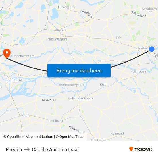 Rheden to Capelle Aan Den Ijssel map