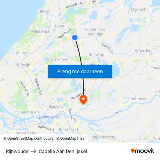 Rijnwoude to Capelle Aan Den Ijssel map