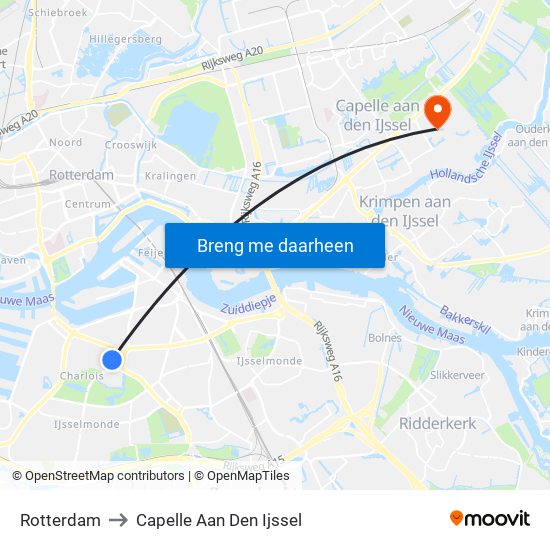 Rotterdam to Capelle Aan Den Ijssel map