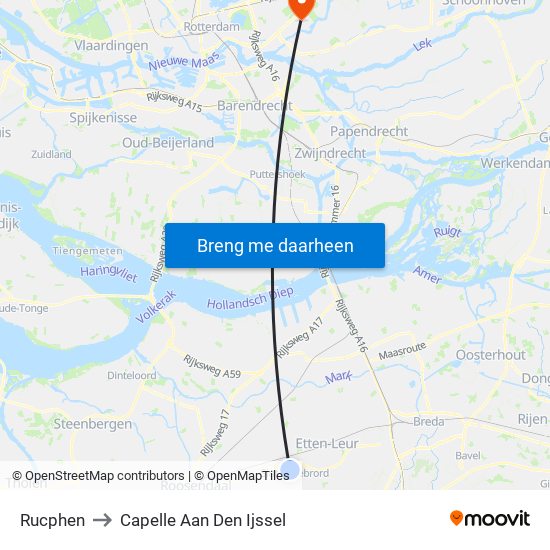Rucphen to Capelle Aan Den Ijssel map