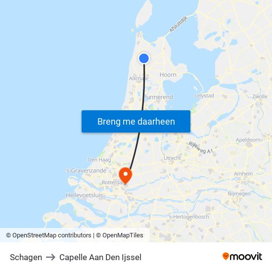 Schagen to Capelle Aan Den Ijssel map