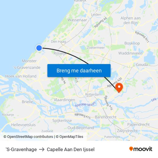 'S-Gravenhage to Capelle Aan Den Ijssel map