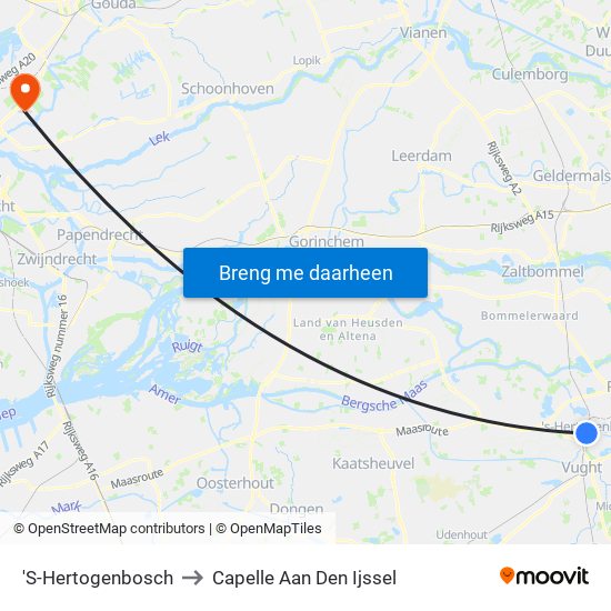 'S-Hertogenbosch to Capelle Aan Den Ijssel map