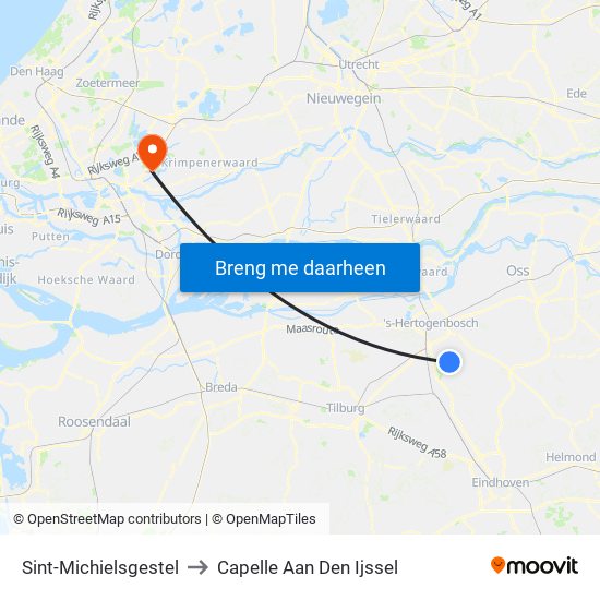Sint-Michielsgestel to Capelle Aan Den Ijssel map