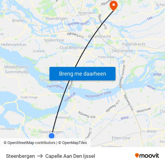 Steenbergen to Capelle Aan Den Ijssel map