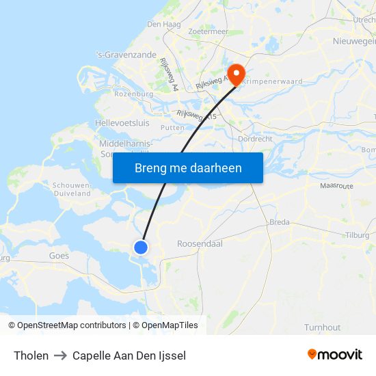 Tholen to Capelle Aan Den Ijssel map