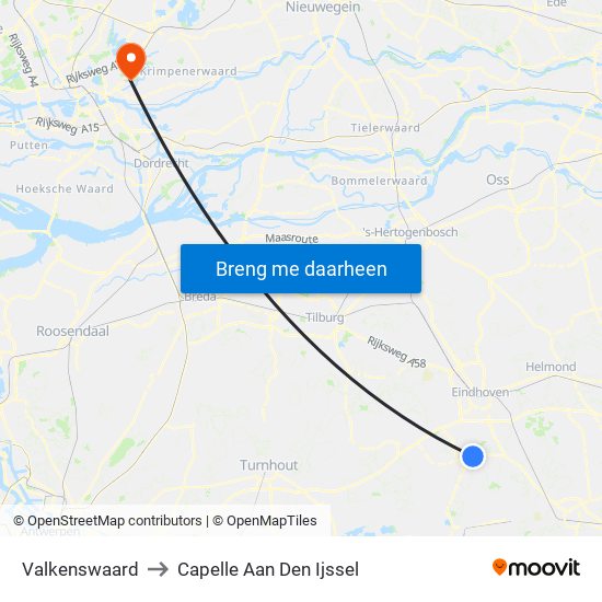 Valkenswaard to Capelle Aan Den Ijssel map