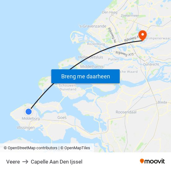 Veere to Capelle Aan Den Ijssel map