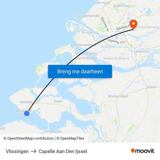 Vlissingen to Capelle Aan Den Ijssel map