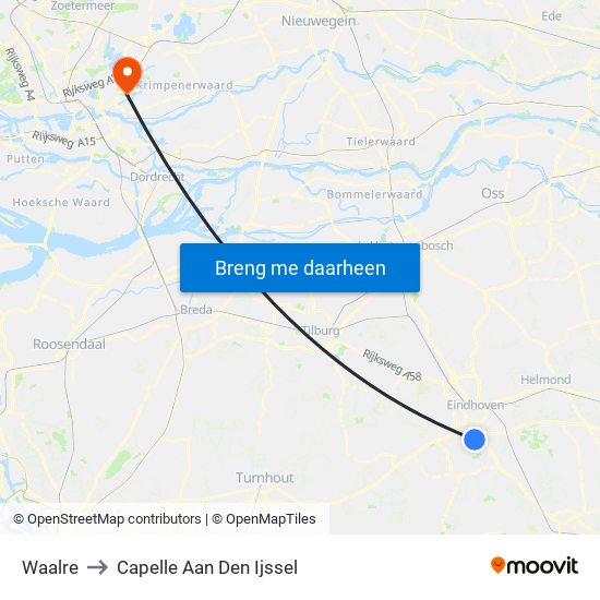 Waalre to Capelle Aan Den Ijssel map