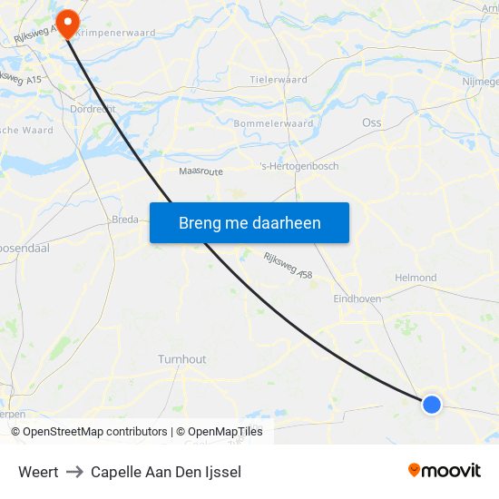 Weert to Capelle Aan Den Ijssel map