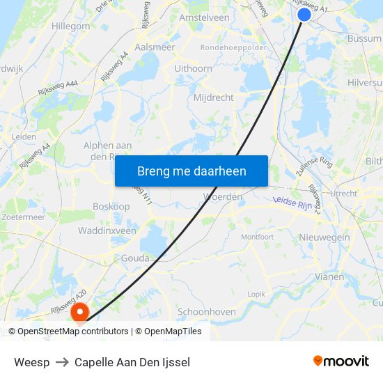 Weesp to Capelle Aan Den Ijssel map