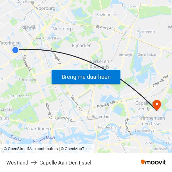 Westland to Capelle Aan Den Ijssel map