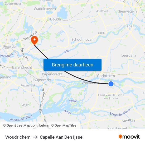 Woudrichem to Capelle Aan Den Ijssel map
