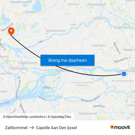 Zaltbommel to Capelle Aan Den Ijssel map