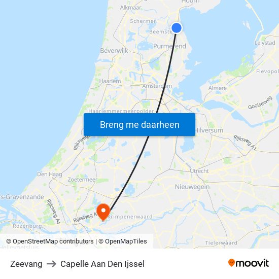 Zeevang to Capelle Aan Den Ijssel map