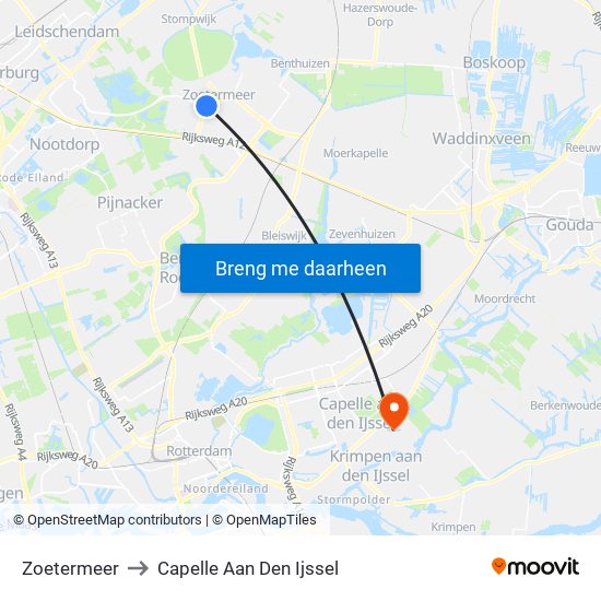 Zoetermeer to Capelle Aan Den Ijssel map