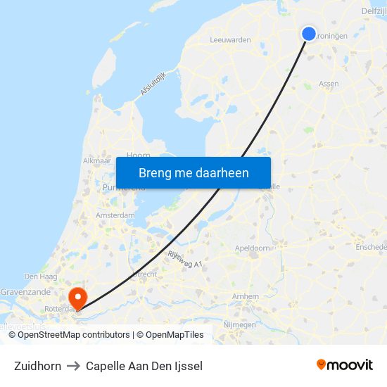 Zuidhorn to Capelle Aan Den Ijssel map