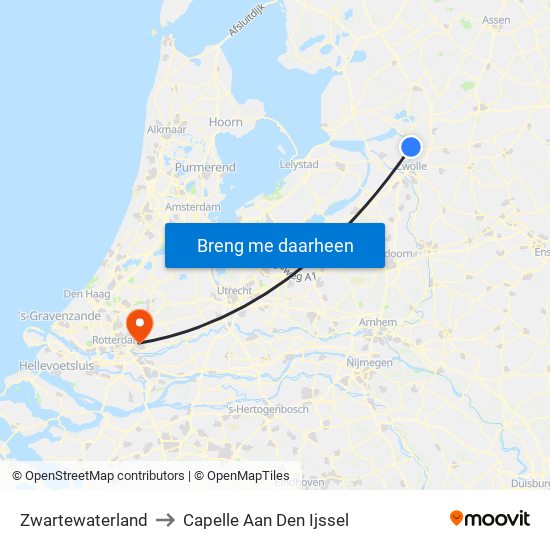 Zwartewaterland to Capelle Aan Den Ijssel map