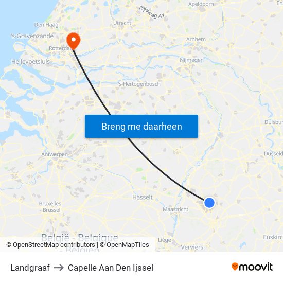 Landgraaf to Capelle Aan Den Ijssel map