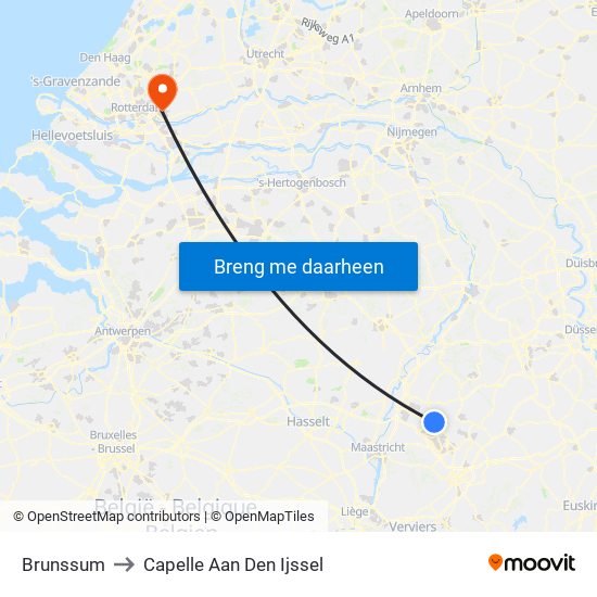 Brunssum to Capelle Aan Den Ijssel map