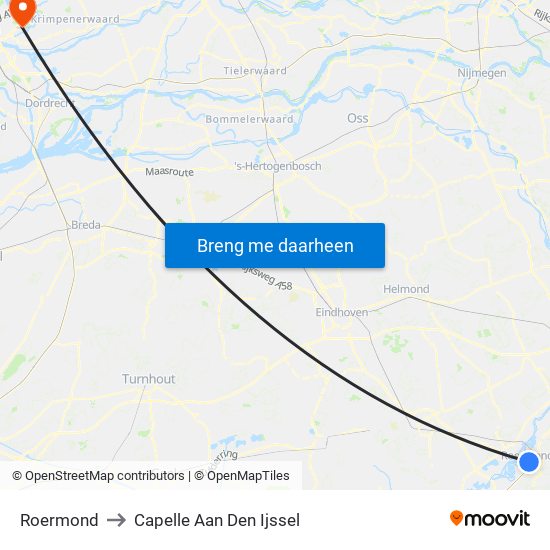 Roermond to Capelle Aan Den Ijssel map