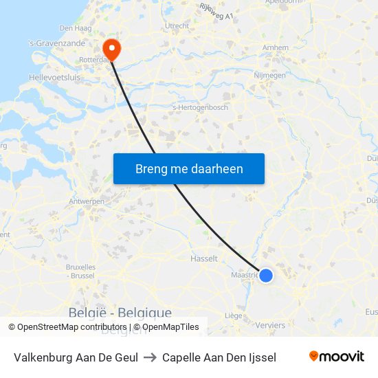 Valkenburg Aan De Geul to Capelle Aan Den Ijssel map