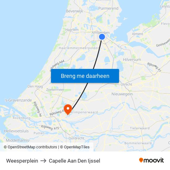 Weesperplein to Capelle Aan Den Ijssel map