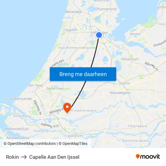 Rokin to Capelle Aan Den Ijssel map