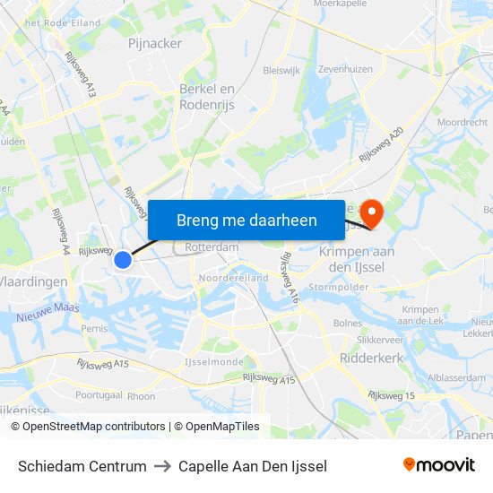 Schiedam Centrum to Capelle Aan Den Ijssel map