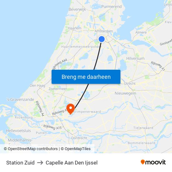 Station Zuid to Capelle Aan Den Ijssel map
