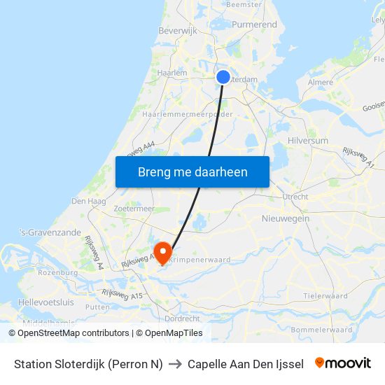 Station Sloterdijk (Perron N) to Capelle Aan Den Ijssel map