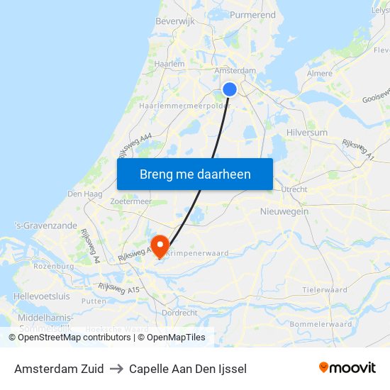 Amsterdam Zuid to Capelle Aan Den Ijssel map