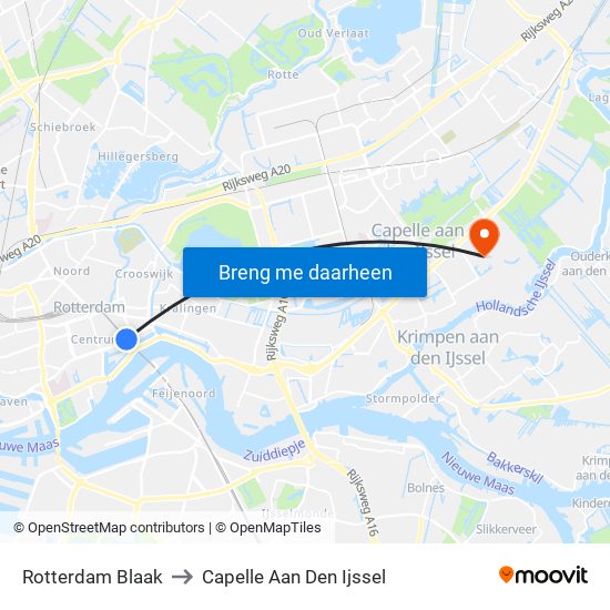 Rotterdam Blaak to Capelle Aan Den Ijssel map