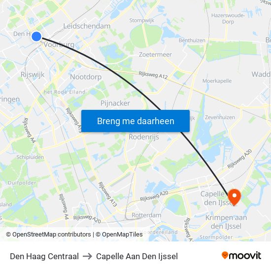 Den Haag Centraal to Capelle Aan Den Ijssel map