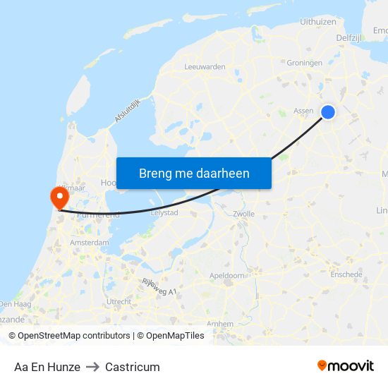 Aa En Hunze to Castricum map