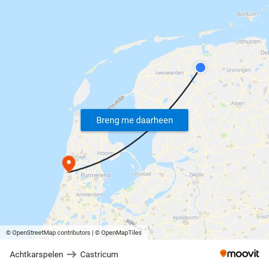 Achtkarspelen to Castricum map