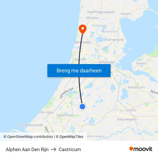 Alphen Aan Den Rijn to Castricum map