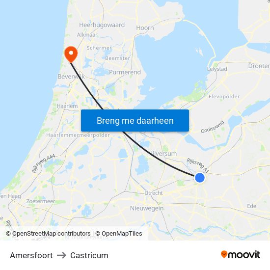 Amersfoort to Castricum map